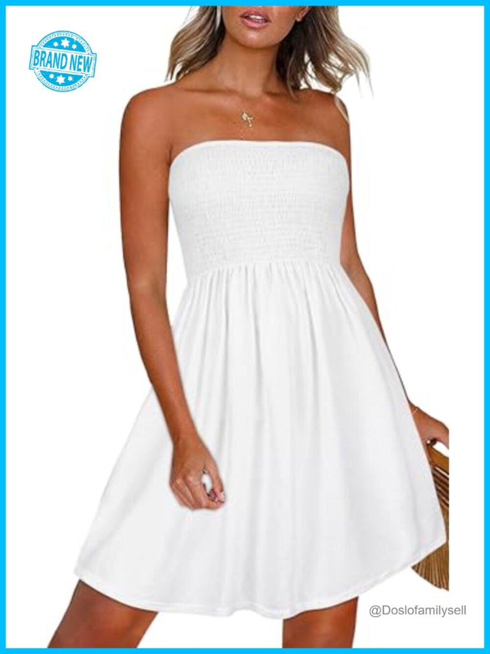 Women's Strapless Sundress Sleeveless Beach Cover-Up Floral Print Casual Dress